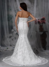 Modest Mermaid Strapless Lace Wedding Dress With Jacket Low Price